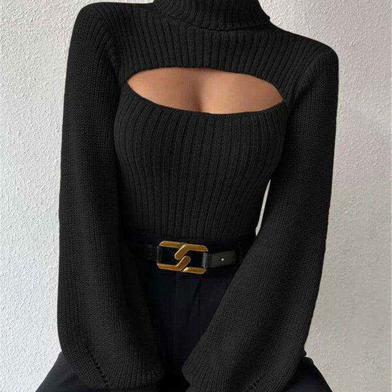 Sexy Oversized Rollkragen-Pullover mit Hohlmuster – Street Fashion Must-Have
